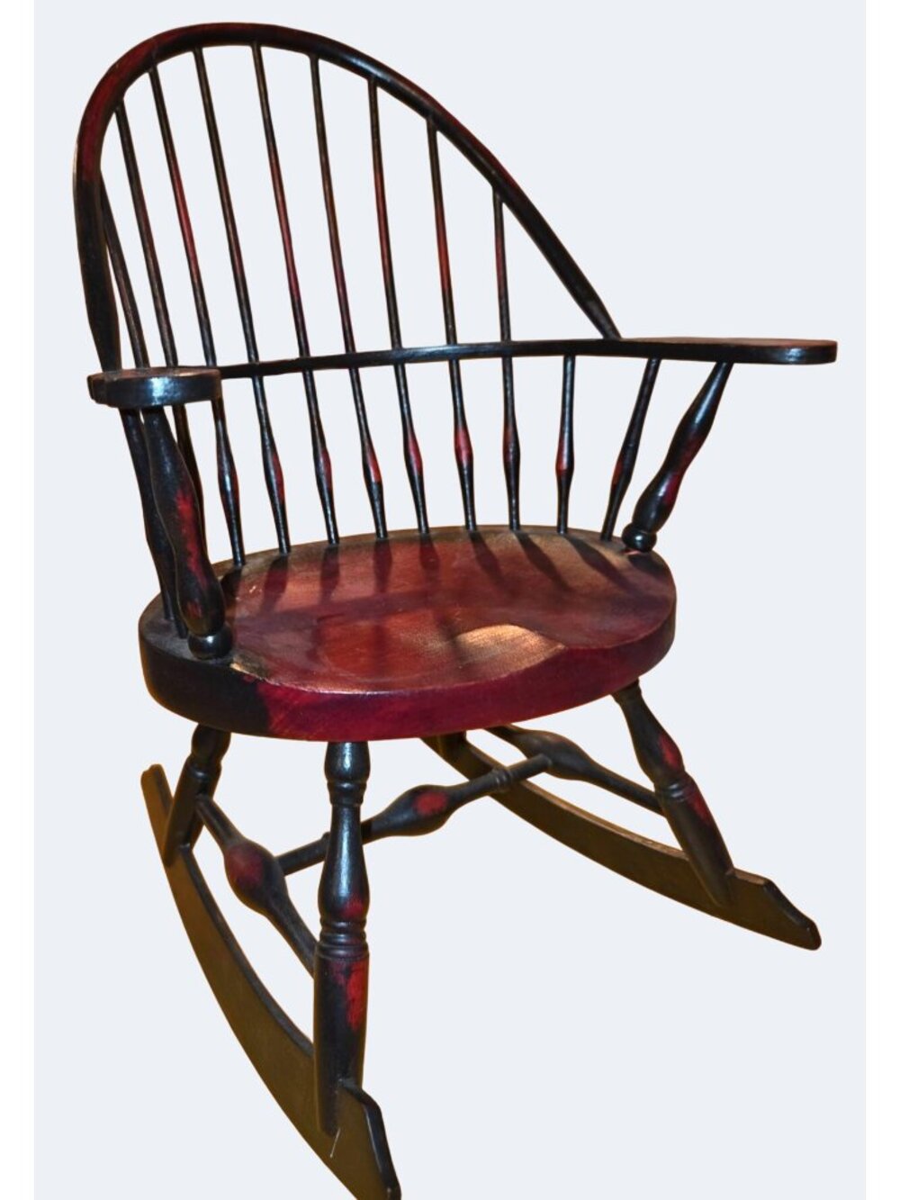 Handcrafted Wooden Doll Rocking Chair By Three Hands Corp With Dark Stain Finish